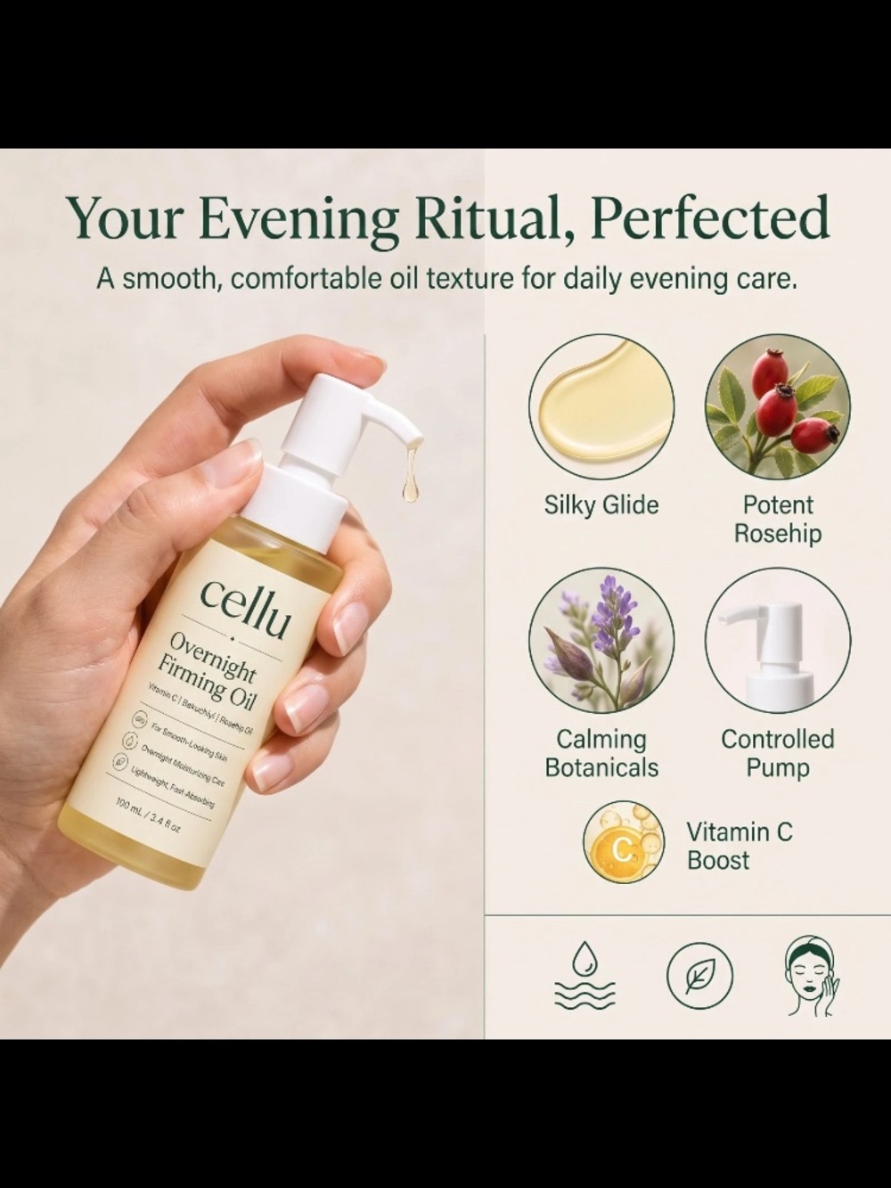 Cellu Overnight Firming Oil — Golden Repair & Nourish Facial Oil - Picture 3 of 11